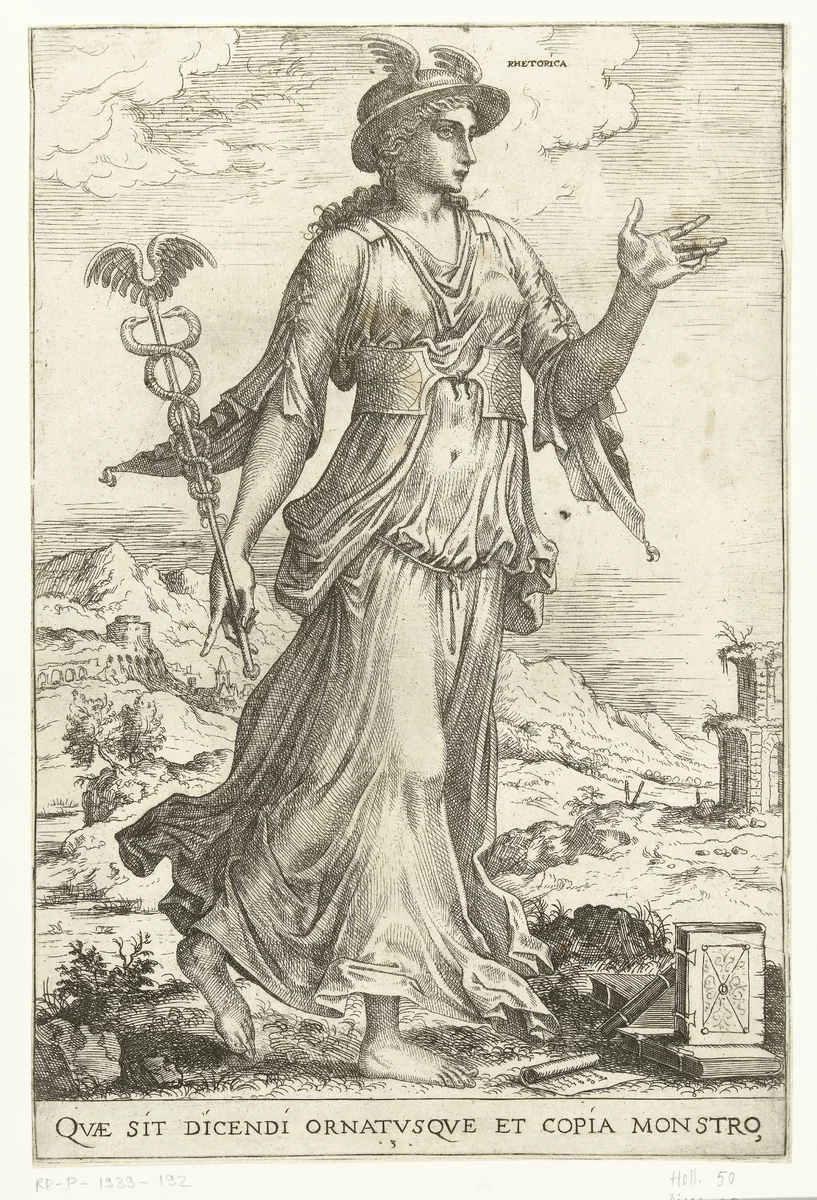 Rhetorica by Hieronymus Cock, print, 1550