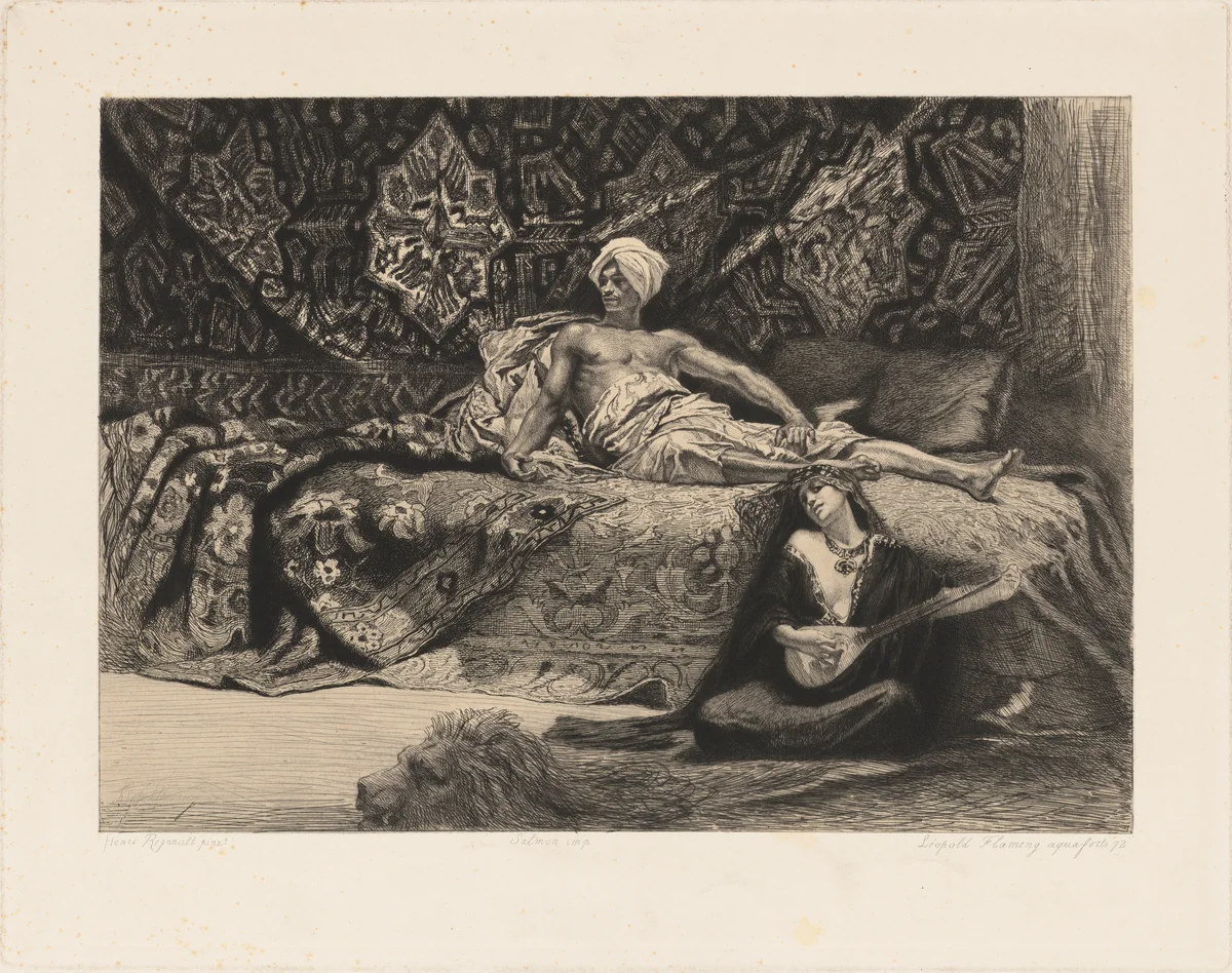 Hassan and Namouna by Léopold Flameng, print, 1867-1877
