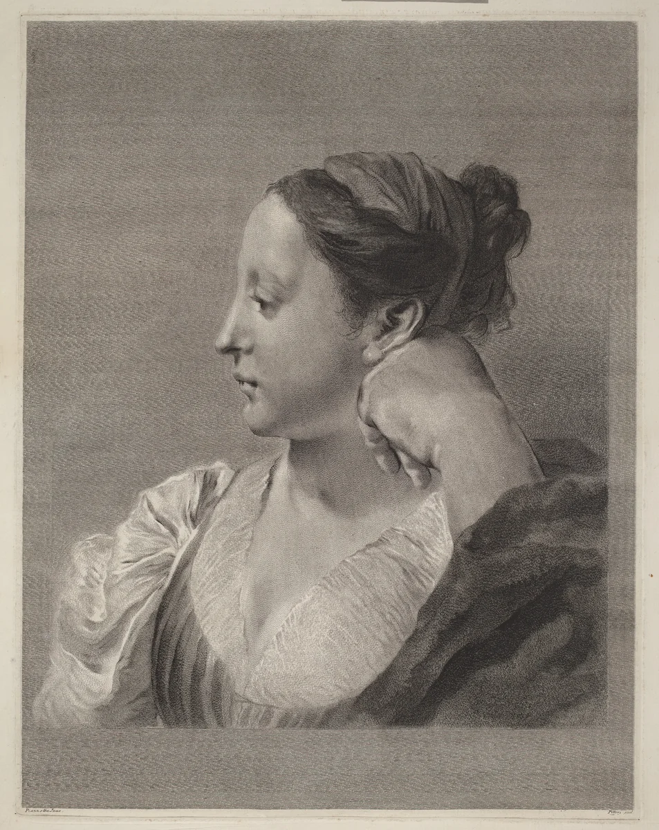Young Woman in Profile by Marco Alvise Pitteri, print, 1702-1786