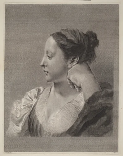 Young Woman in Profile by Marco Alvise Pitteri, print, 1702-1786
