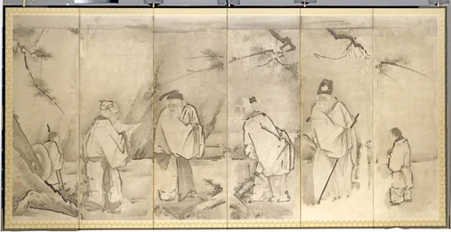 Four Elders of Mt. Shang by Kano Tan'yū (狩野探幽), painting, 1625-1674