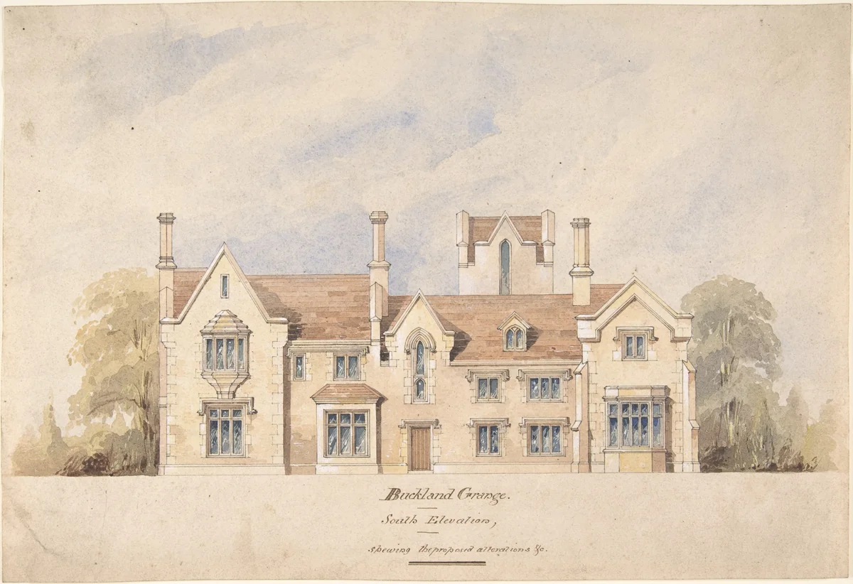 Buckland Grange, Proposed Alterations, South Elevation by anonymous, drawing, 1800-1850