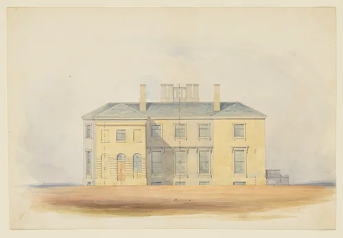 Design for a Classical Country House, Back Elevation by anonymous, drawing, 1800-1830