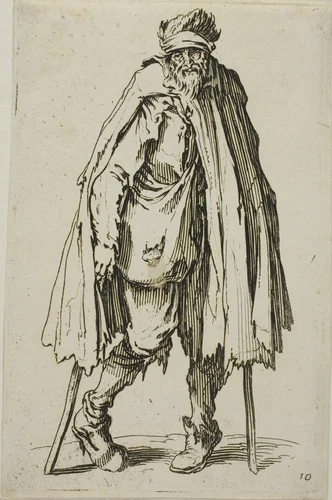 Beggar Leaning on a Stick, plate nineteen from The Beggars by Jacques Callot, print, 1617-1627