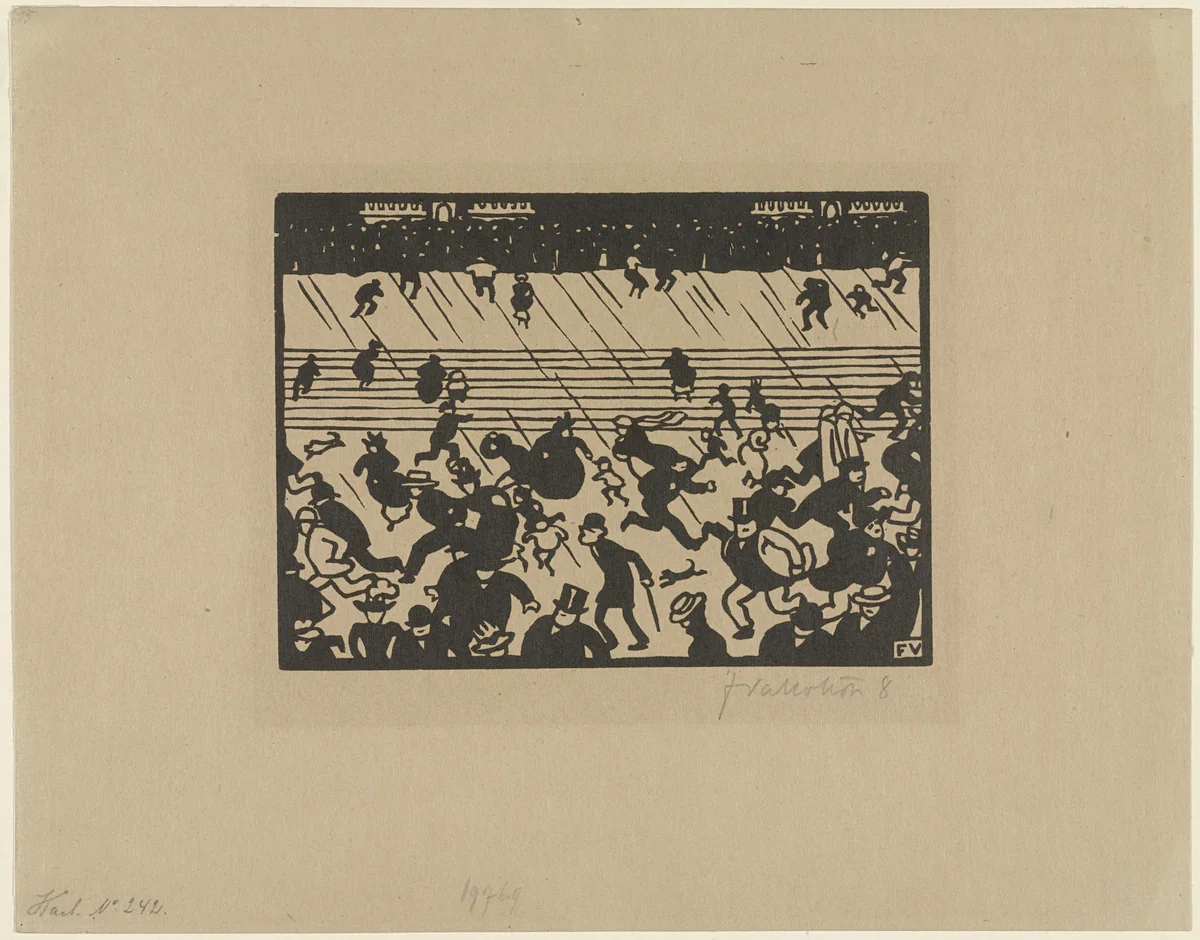 The Downpour (plate II) from The World's Fair (L'Exposition Universelle) by Félix Vallotton, print, 1901
