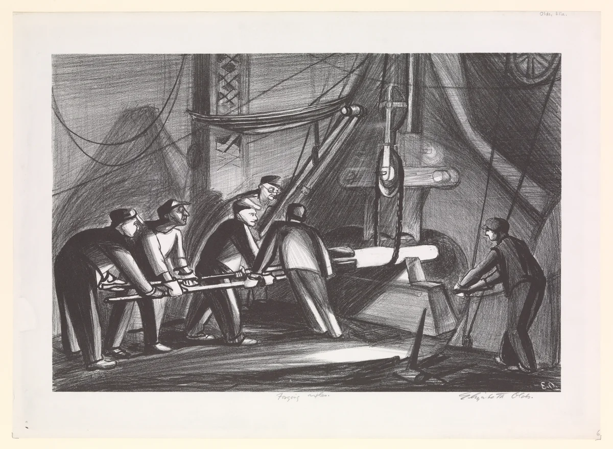 Forging Axles by Elizabeth Olds, print, 1935-1943