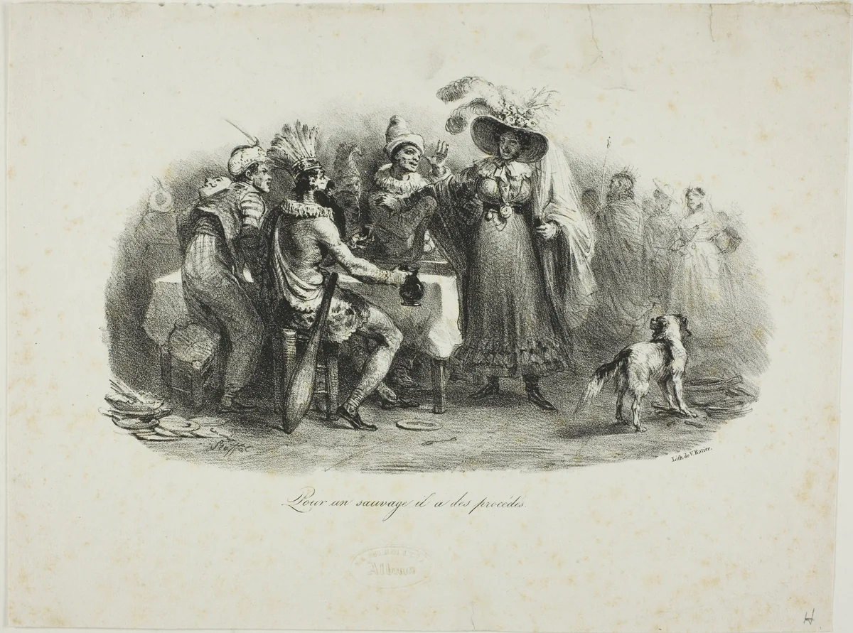 He Behaves for a Savage by Denis Auguste Marie Raffet, print, 1830