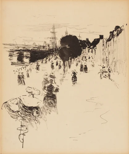 Concarneau Terrace / Brittany Street Scene by Robert Henri, drawing, 1894-1904