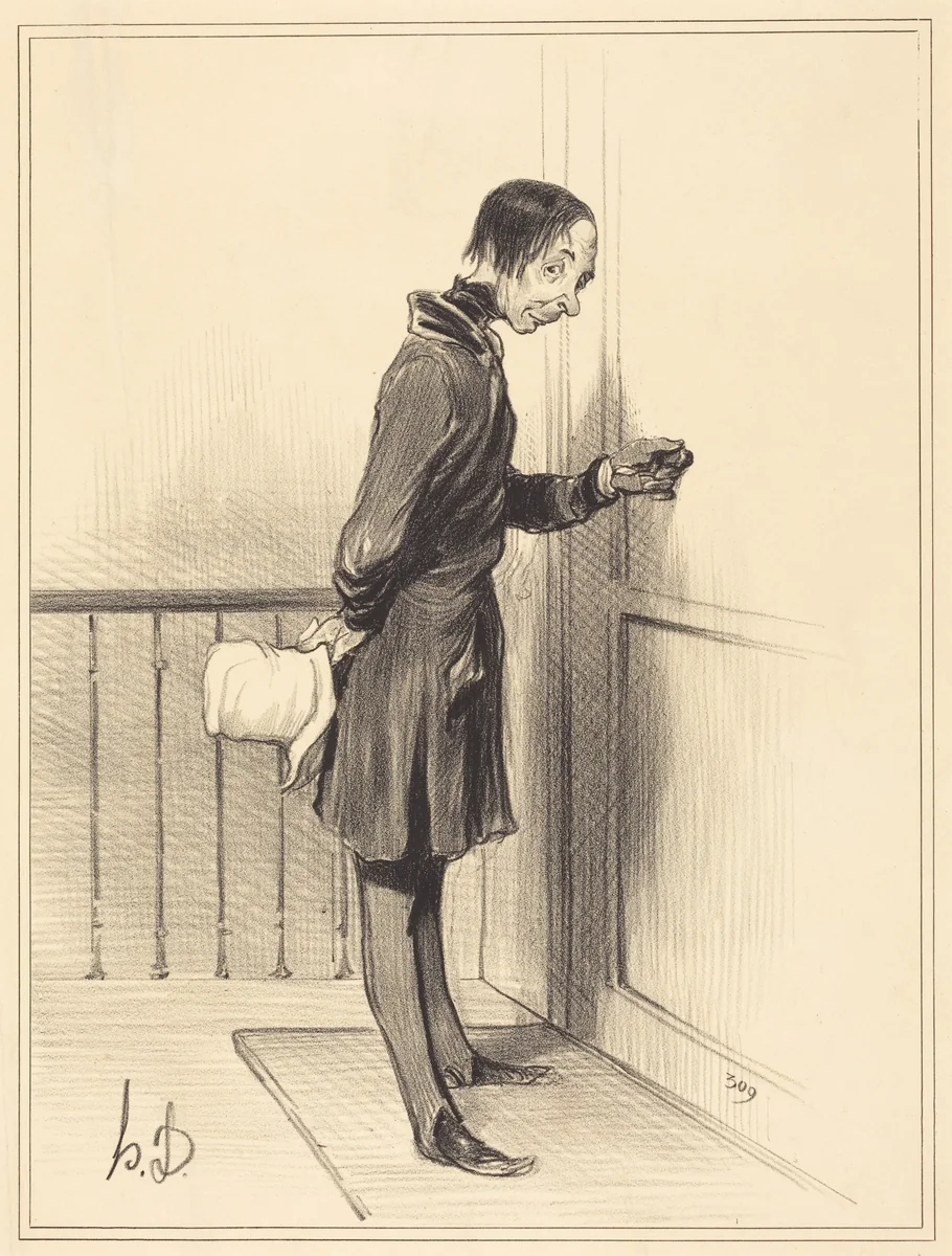 Le Mendiant a domicile by Honoré Daumier, print, 1841
