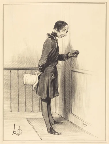 Le Mendiant a domicile by Honoré Daumier, print, 1841