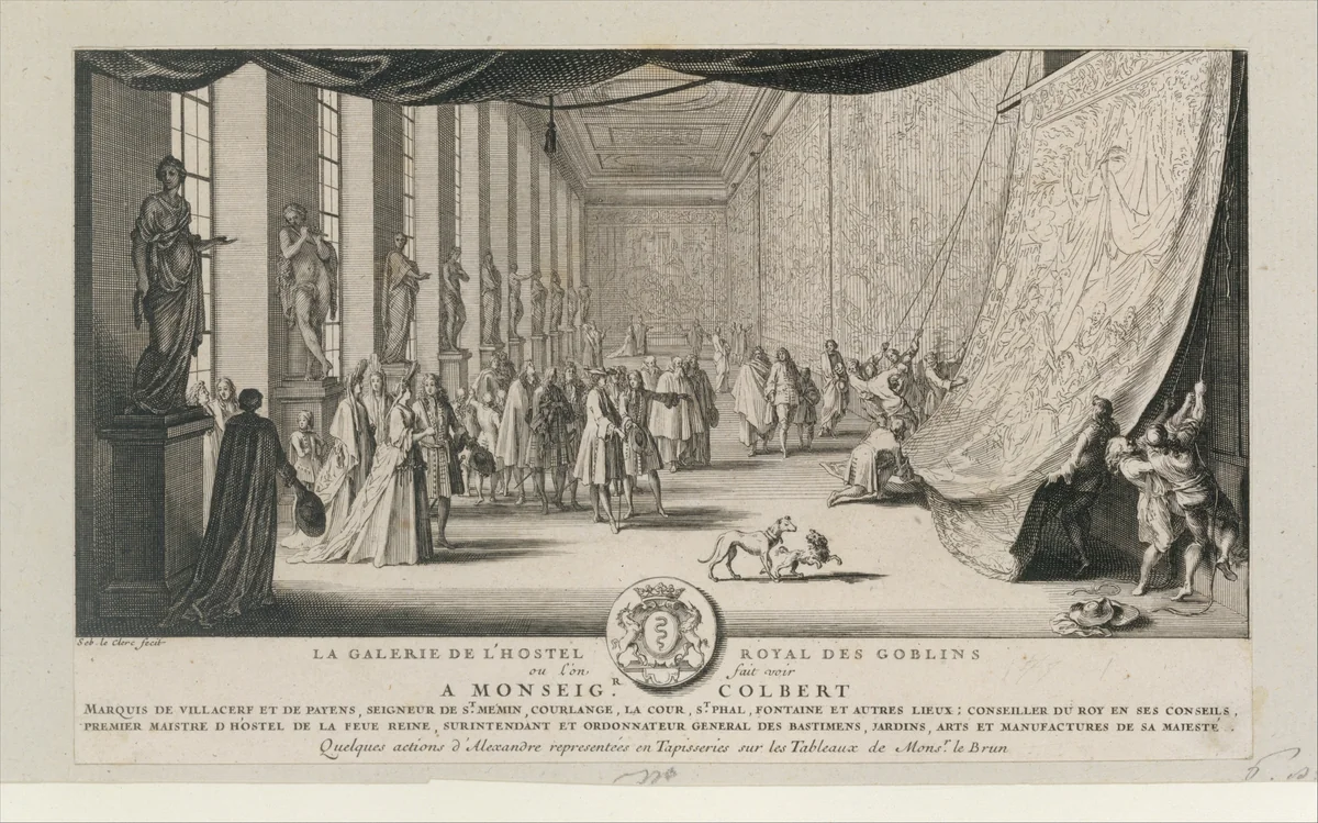 Colbert Visiting the Gobelins by Sébastien Leclerc, print, 1660-1670