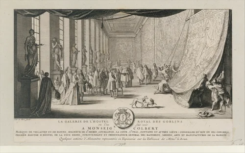 Colbert Visiting the Gobelins by Sébastien Leclerc, print, 1660-1670