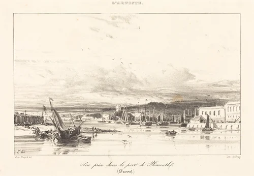 View in Plymouth Port (Vue prise dans le port de Plymouth) by Jules Dupré, print, 1836