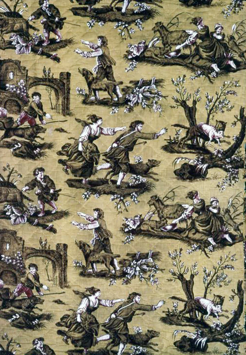 Au Loup! (Furnishing Fabric) by Jean Baptiste Huet, textile, 1783-1789