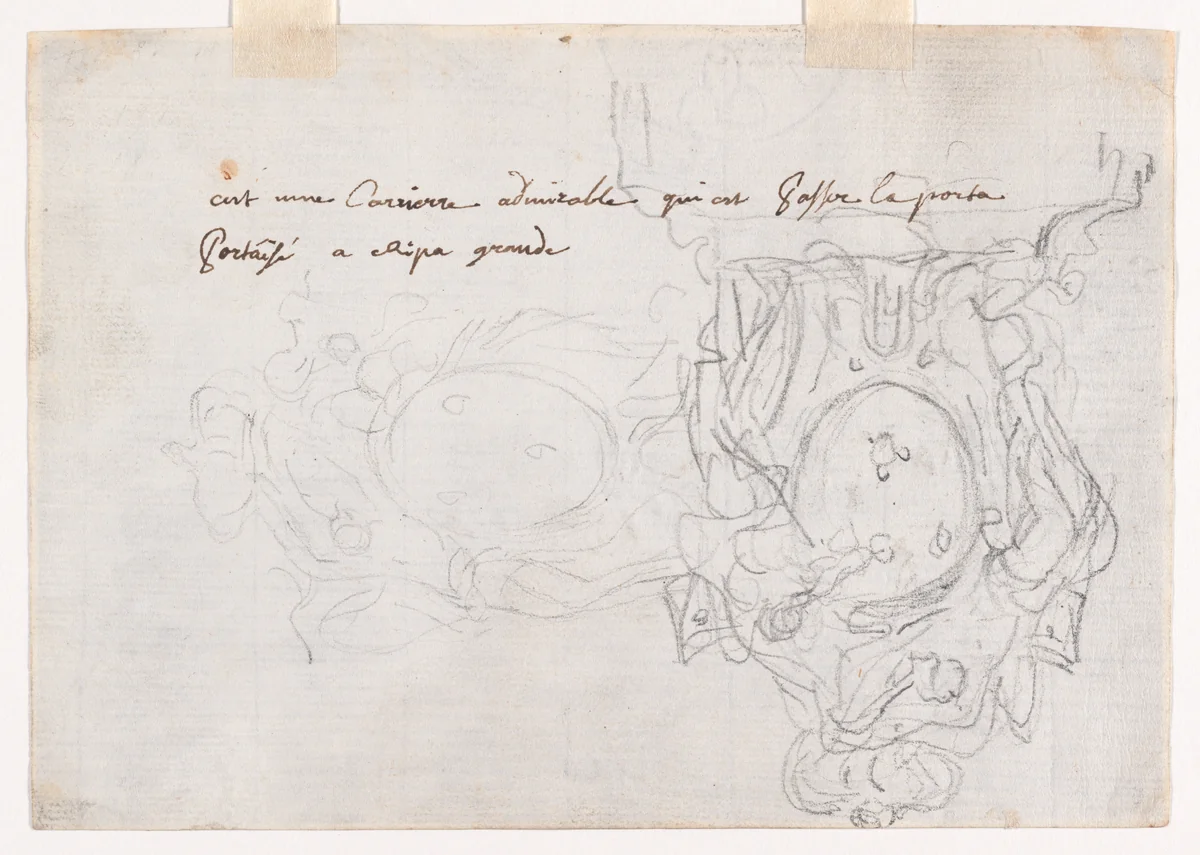 Rocky Landscape with Figures by Augustin Pajou, drawing, 1747-1757