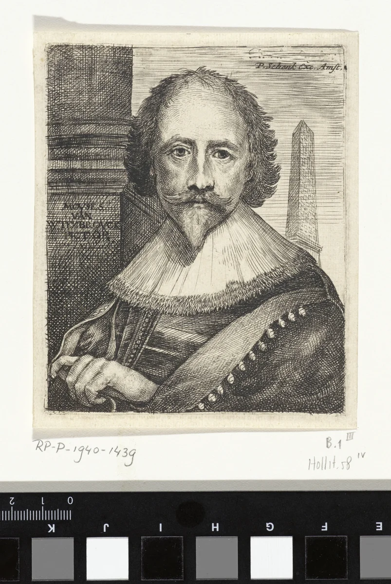 Zelfportret van Moyses van Wtenbrouck by Moyses van Wtenbrouck, print, 1600-1647