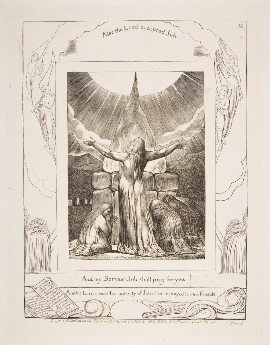 Job's Sacrifice by William Blake, print, 1825-1826
