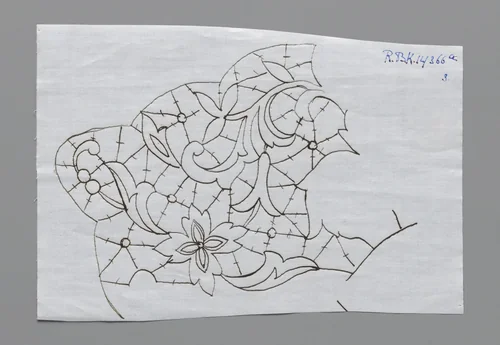 Prikking voor het maken van een deel van een kraag van naaldkant by Village Elisabeth, textile, 1915-1924