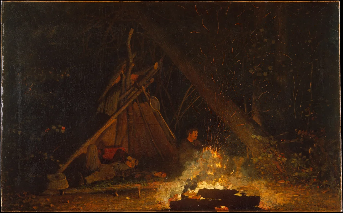 Camp Fire by Winslow Homer, artwork, 1880