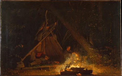 Camp Fire by Winslow Homer, artwork, 1880