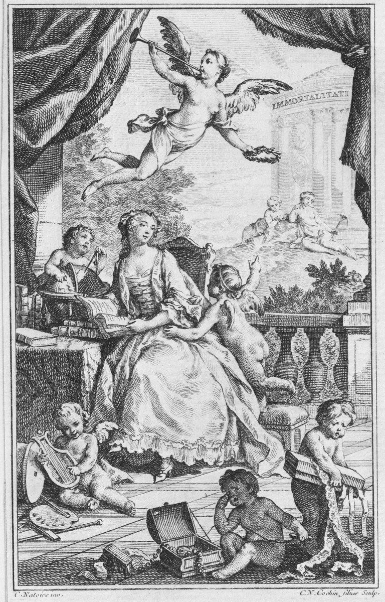 Portrait of Madame de Pompadour by Charles Nicolas Cochin II, print, 1740-1750
