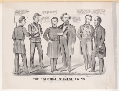 The Political "Siamese" Twins, the offspring of Chicago miscegenation by Currier & Ives, print, 1864