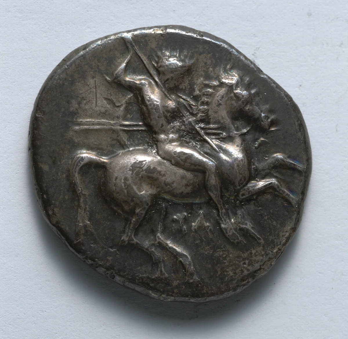 Stater: Nude Warrior on Horseback (obverse) by Unknown, metalwork, -334--302
