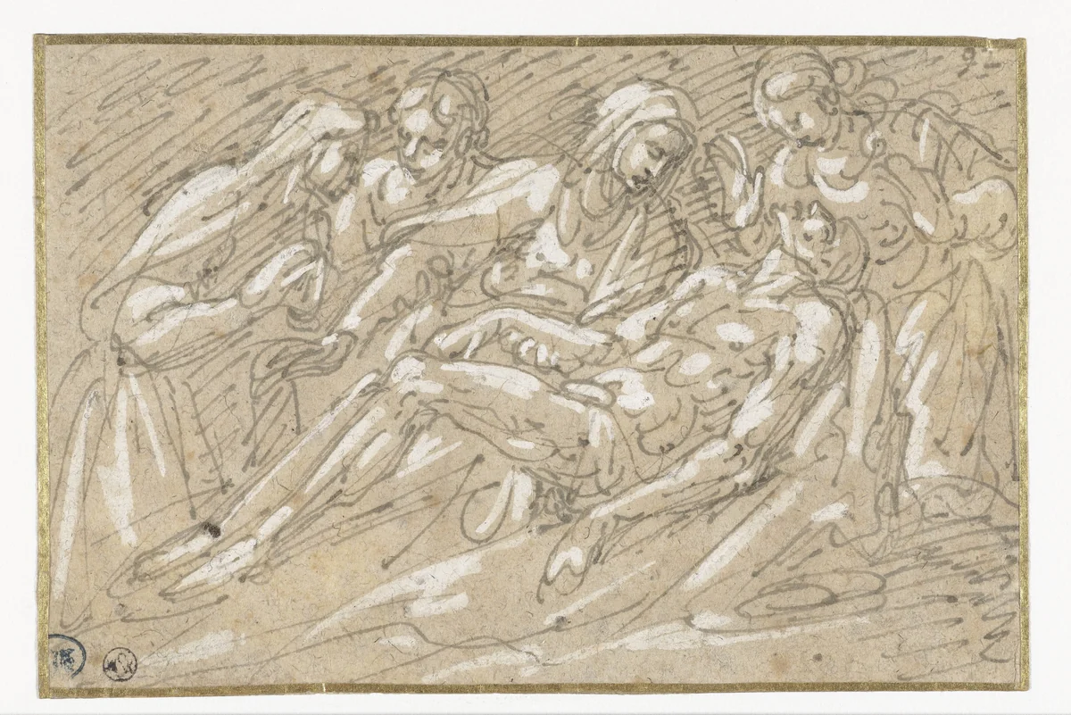 Studie voor een bewening by Pseudo-Gherardi, drawing, 1600-1699