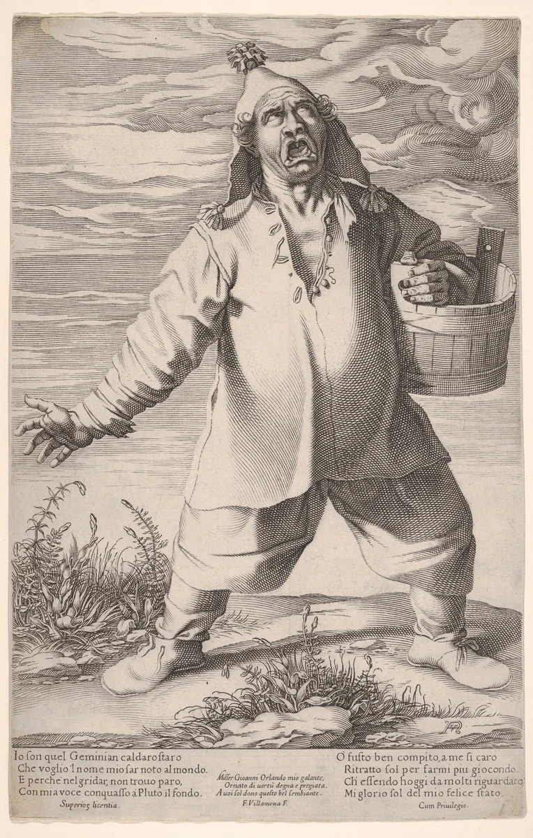 Geminiano Caldarostaro (chestnut seller) by Francesco Villamena, print, 1597-1601