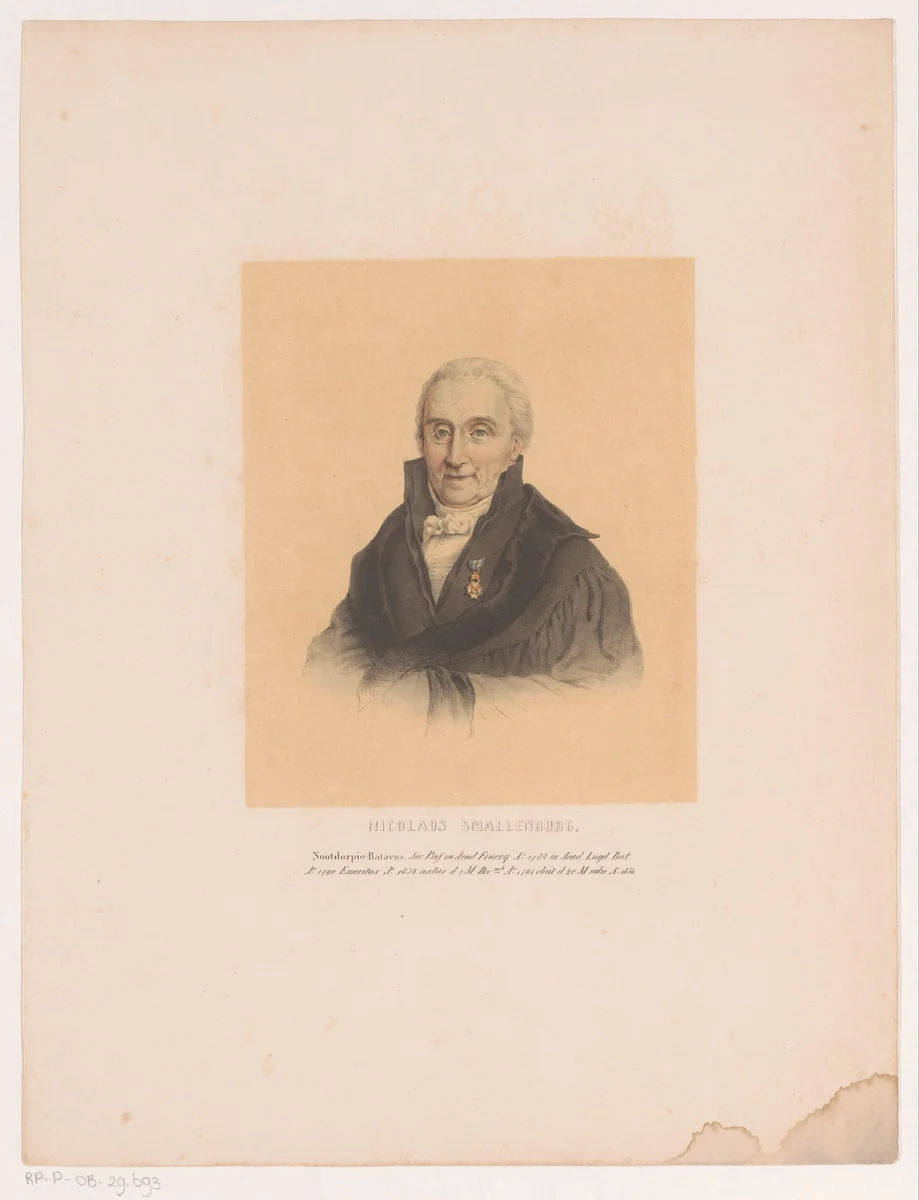 Portret van Nicolaus Smallenburg by Leendert Springer, print, 1850