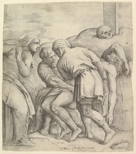 The Entombment of Christ by Battista Franco, print, 1525-1535