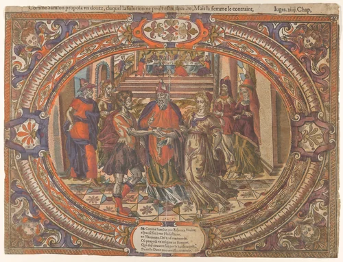 Marriage of Samson and the Philistine, from "The Story of Samson" by anonymous, print, 1555-1585