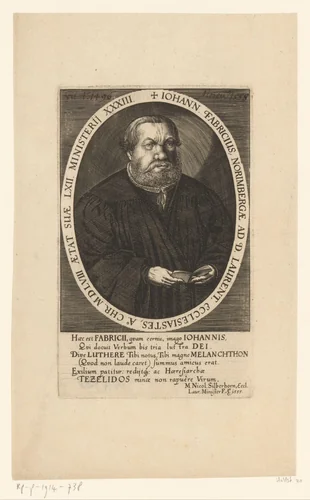 Portret van Johann Fabricius by Johann Pfann, print, 1648-1663