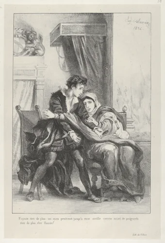 Hamlet and the Queen by Eugène Delacroix, print, 1834