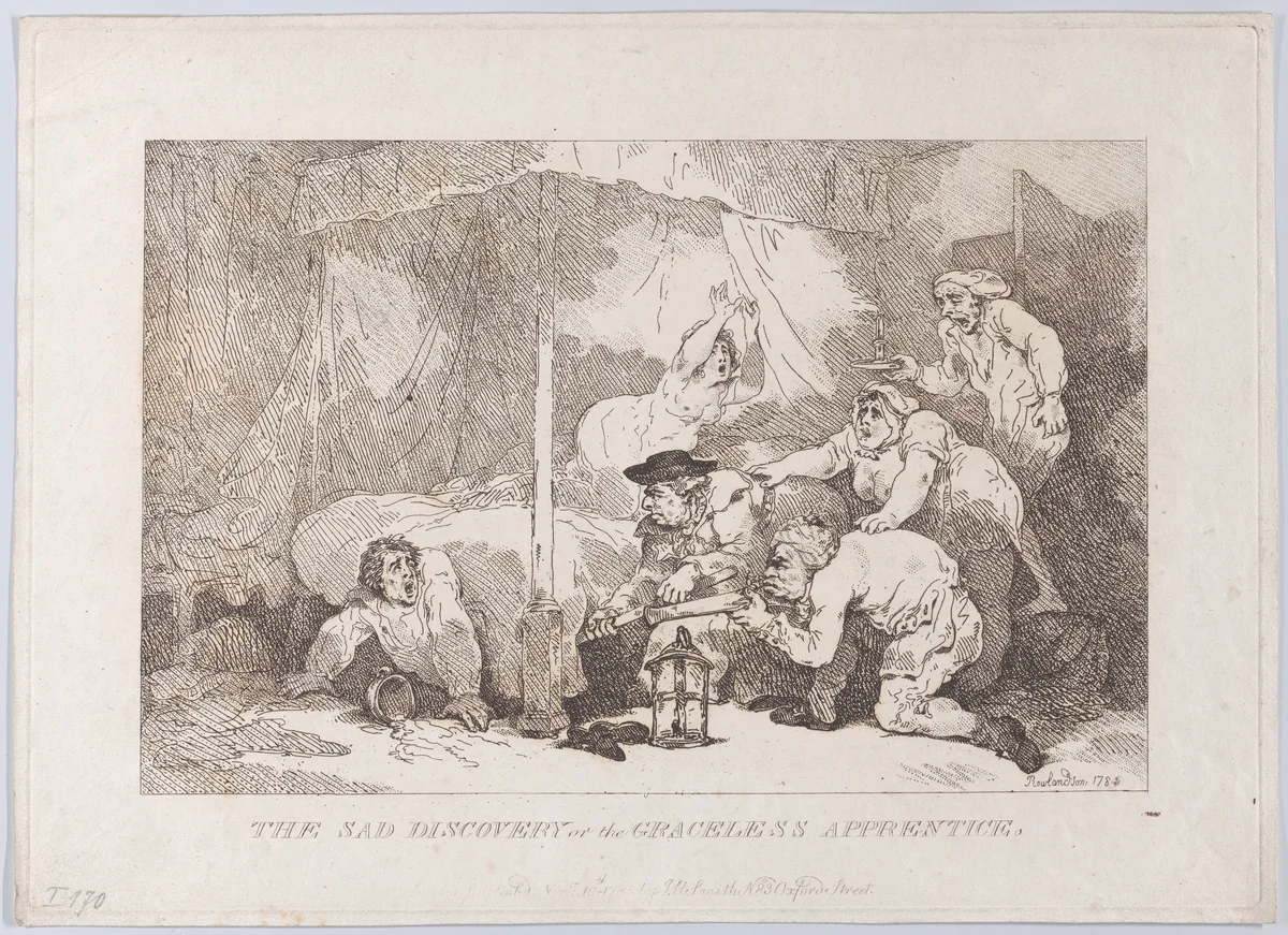 The Sad Discovery of the Graceless Apprentice by Thomas Rowlandson, print, 1785