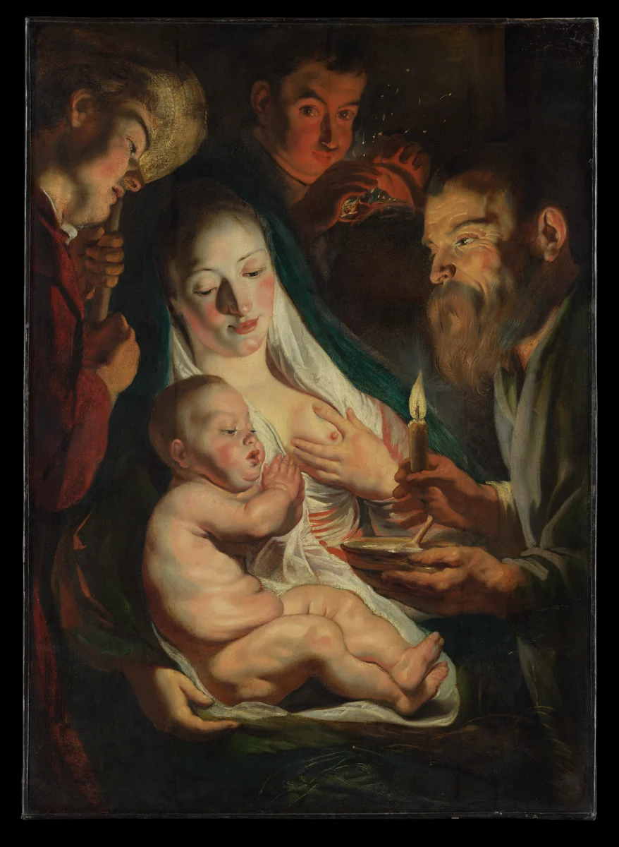 The Holy Family with Shepherds by Jacob Jordaens, painting, 1616