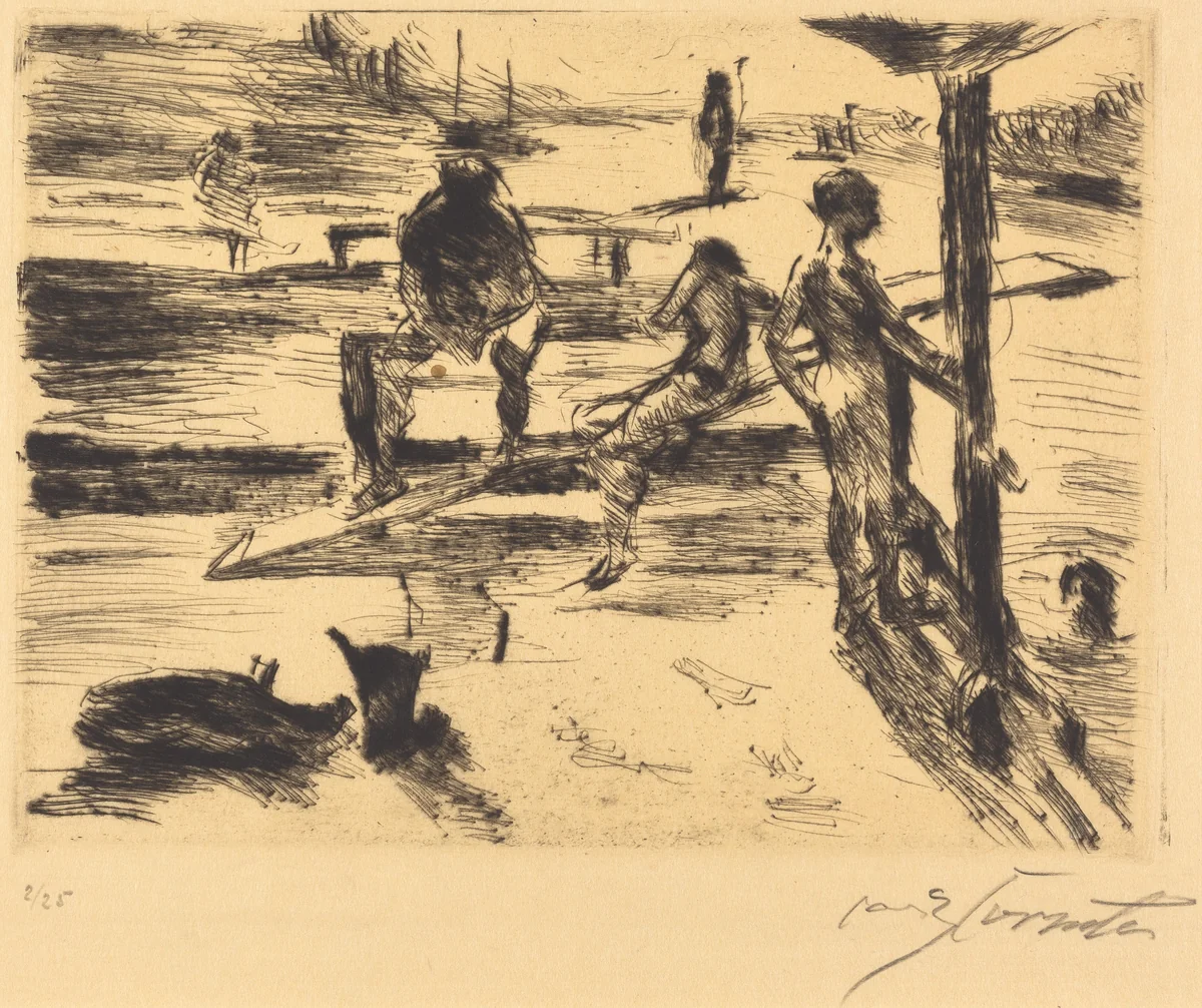 Badeanstalt (Bathing Place) by Lovis Corinth, print, 1919
