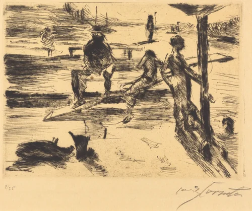 Badeanstalt (Bathing Place) by Lovis Corinth, print, 1919