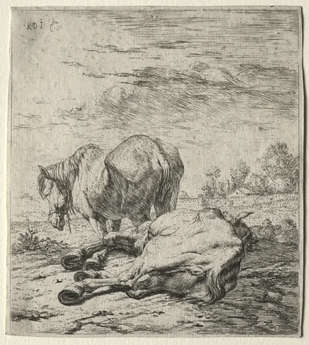 The Two Horses by Karel Dujardin, print, 1652-1660