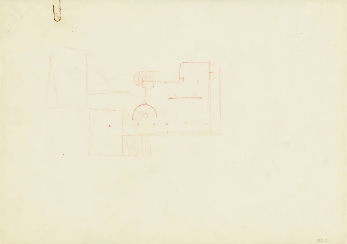Tugendhat House, Brno, Czech Republic (Upper-floor plan, Sketch) by Ludwig Mies van der Rohe, mies van der rohe archive, 1928