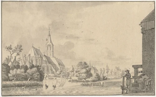 Gezicht bij Goch, aan de Niers by Jan de Beijer, drawing, 1713-1780