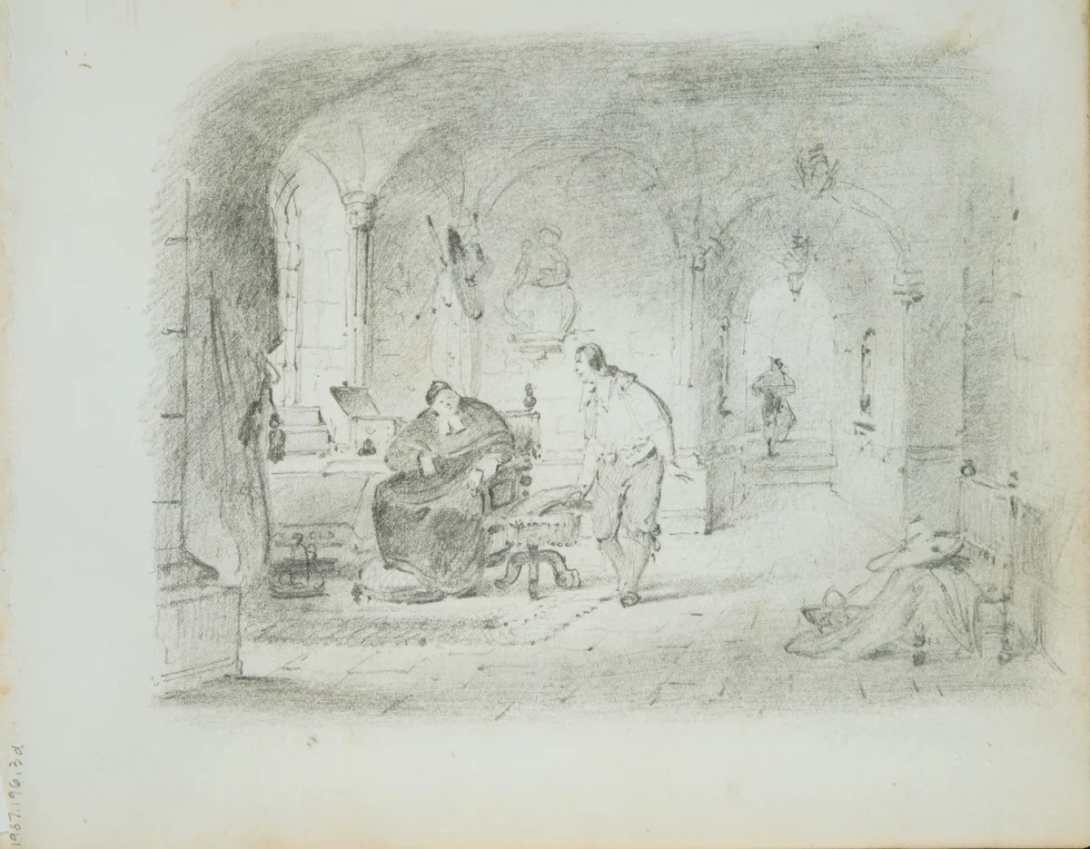 Study for "Gil Blas and the Archbishop" (from Sketchbook of Figure and Landscape Subjects) by Francis William Edmonds, artwork, 1836-1841