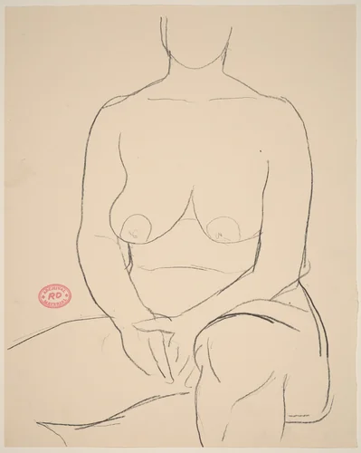 Untitled [seated nude with her hands clasped in her lap] by Richard Diebenkorn, drawing, 1955-1967