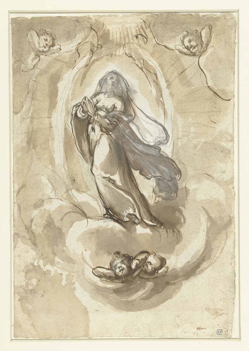Allegorie op de Onbevlekte Ontvangenis by Jacopo da Empoli, drawing, 1564-1612