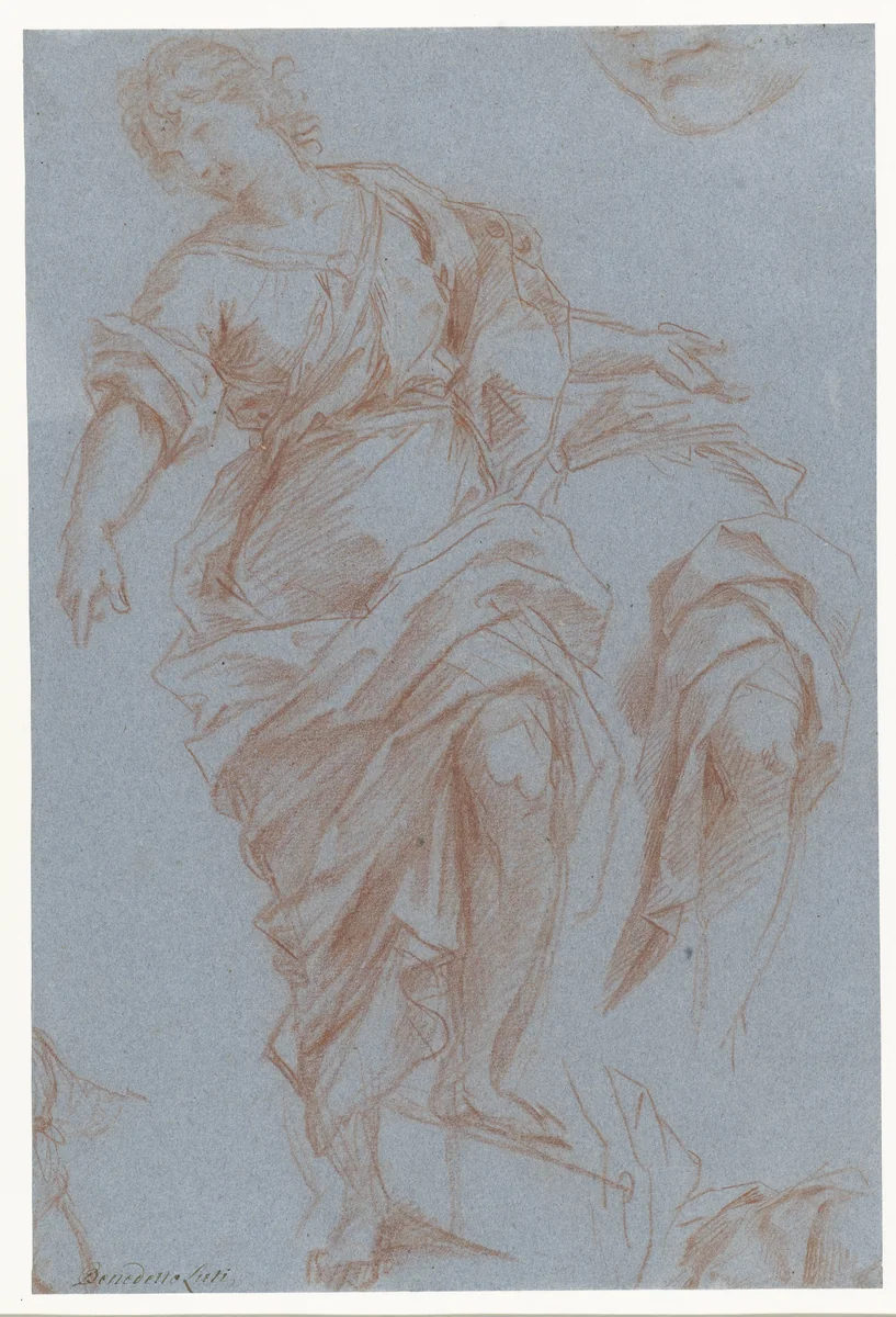 Studie van een staande figuur by Benedetto Luti, drawing, 1676-1724