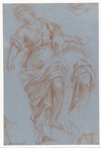 Studie van een staande figuur by Benedetto Luti, drawing, 1676-1724