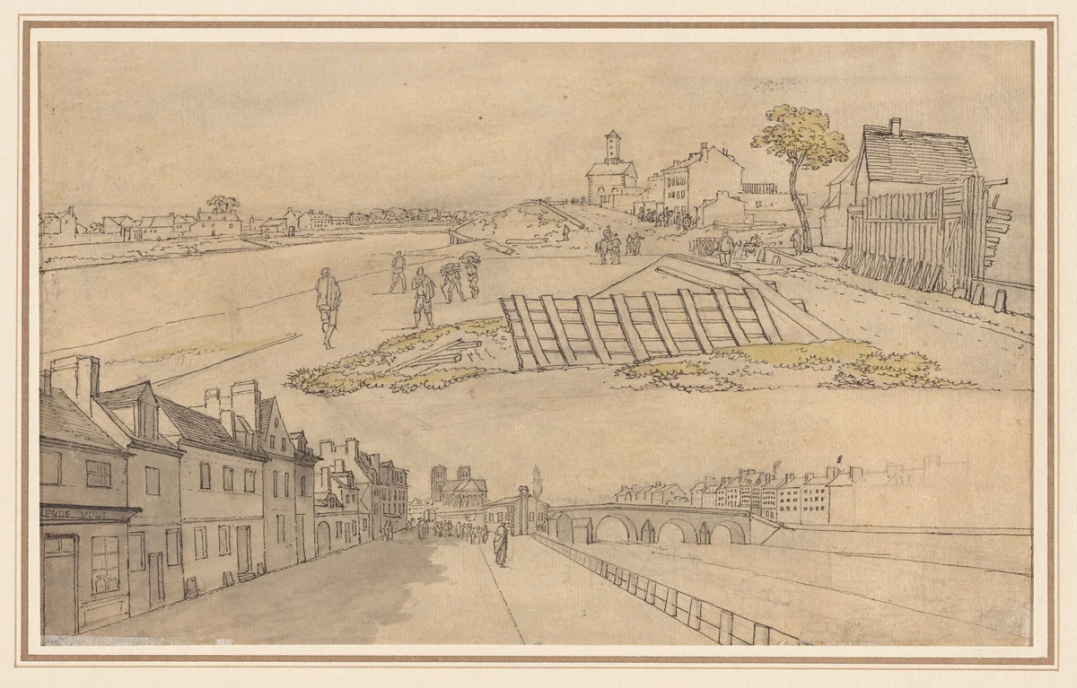 Two Views of Paris (verso) by Georges Michel, drawing, 1763-1843