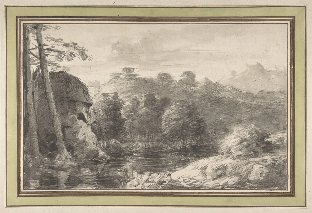 Italian Landscape by anonymous, drawing, 1700-1799