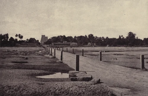 Madura: The Vygay River, with Causeway, across to Madura by Linnaeus Tripe, photograph, 1858
