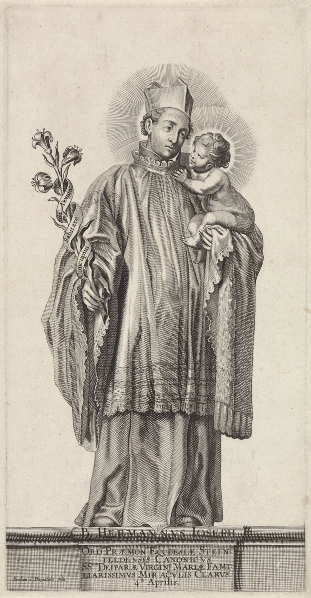 De heilige Hermanus Josephus by anonymous, print, 1620-1668
